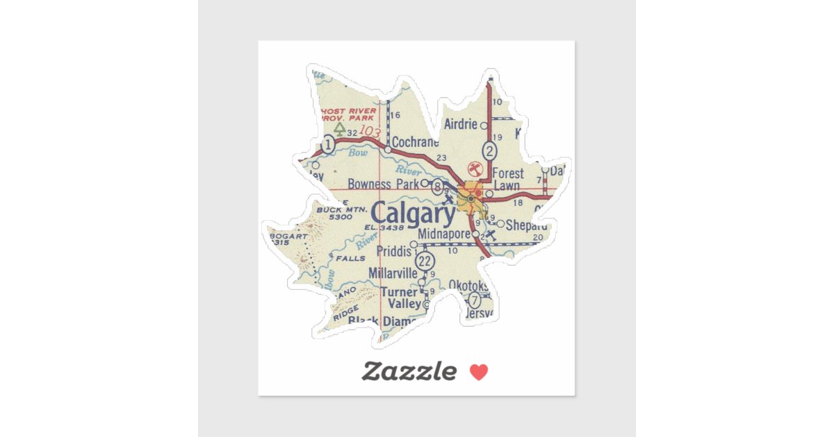Calgary Alberta Vintage Map Sticker | Zazzle