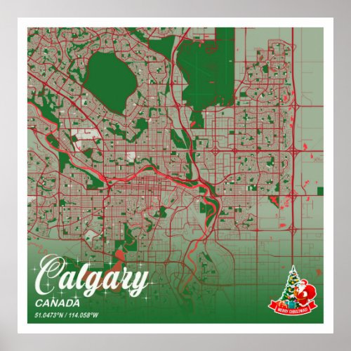 Calgary _ Canada Christmas Color City Map Poster