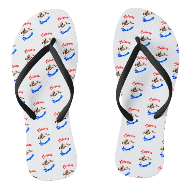 Calgary Canada Horses July Riders Calgary Stampede Flip Flops (Footbed)