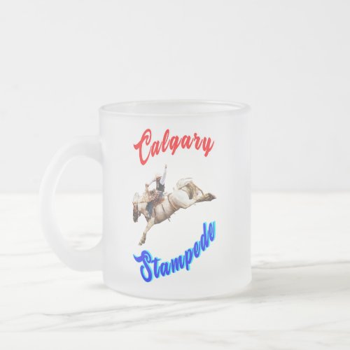 Calgary Canada Horses July Riders Calgary Stampede Frosted Glass Coffee Mug