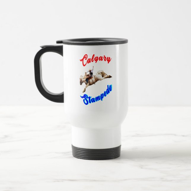 Calgary Canada Horses July Riders Calgary Stampede Travel Mug (Left)