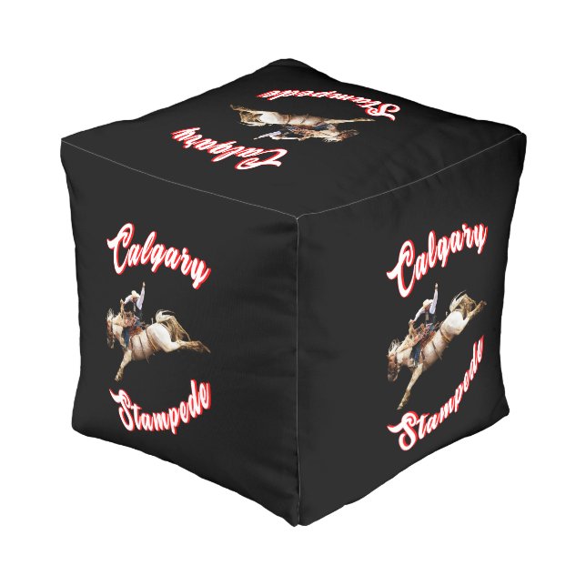 Calgary Canada Hourse July Riders Calgary Stampede Pouf (Angled Back)
