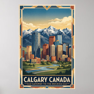 Calgary Canada Vintage Retro Travel Poster