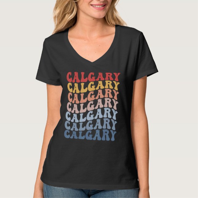 Calgary City Groovy Retro T-Shirt (Front)