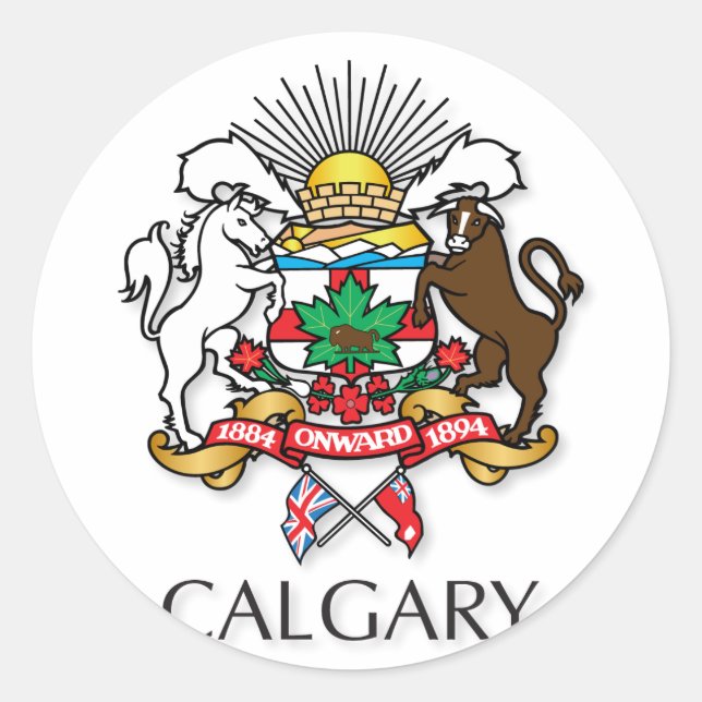 Calgary coat of arms classic round sticker (Front)