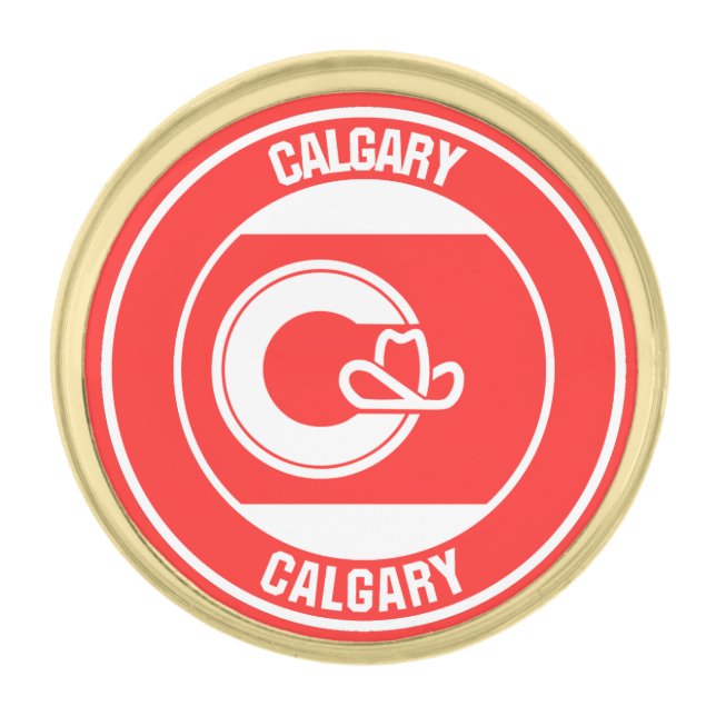 Calgary Columbia Round Emblem Gold Finish Lapel Pin (Front)