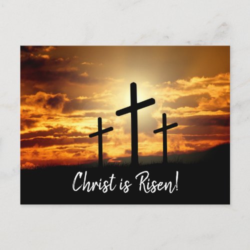 Calgary Crosses Sunrise Photo Easter Script Holiday Postcard
