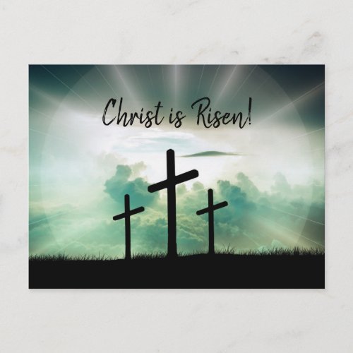 Calgary Crosses Sunrise Photo Risen Easter Script Holiday Postcard