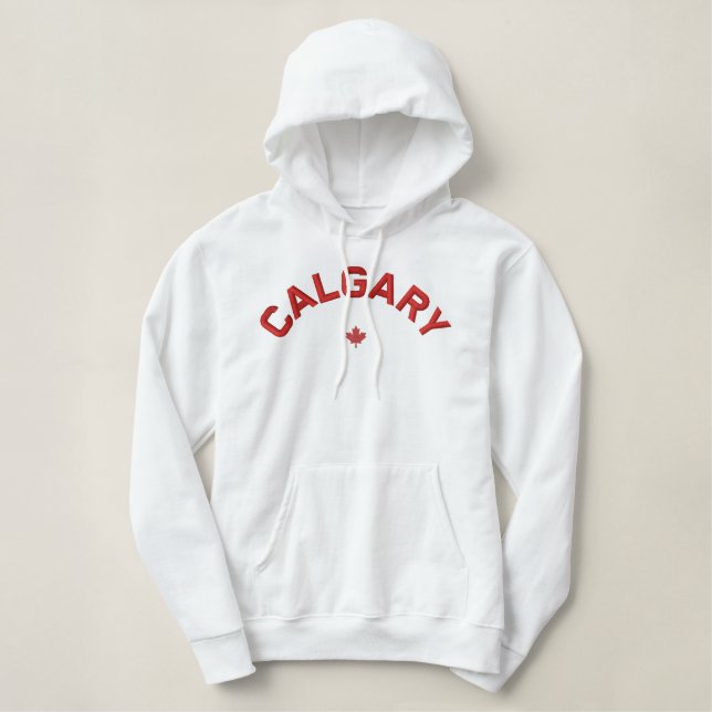 Calgary Hoodie - Red Canada Maple Leaf (Design Front)