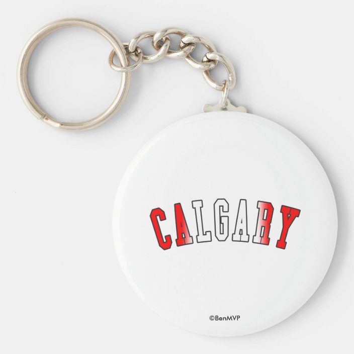 Calgary in Canada National Flag Colors Keychain