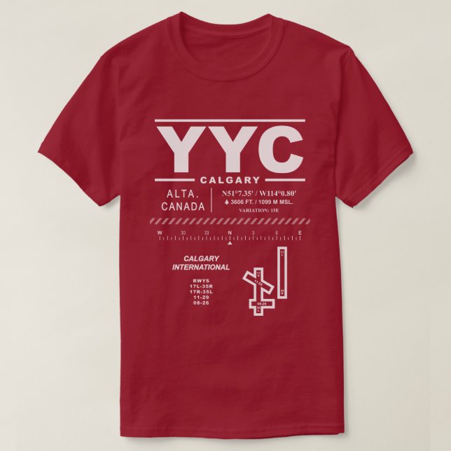 Calgary International Airport YYC T-Shirt (Design Front)