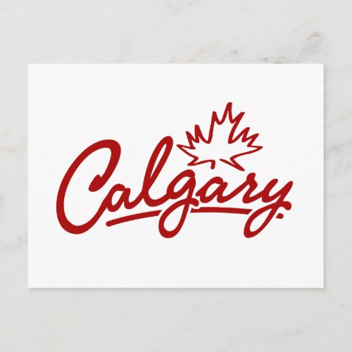 Calgary Leaf Script Postcard