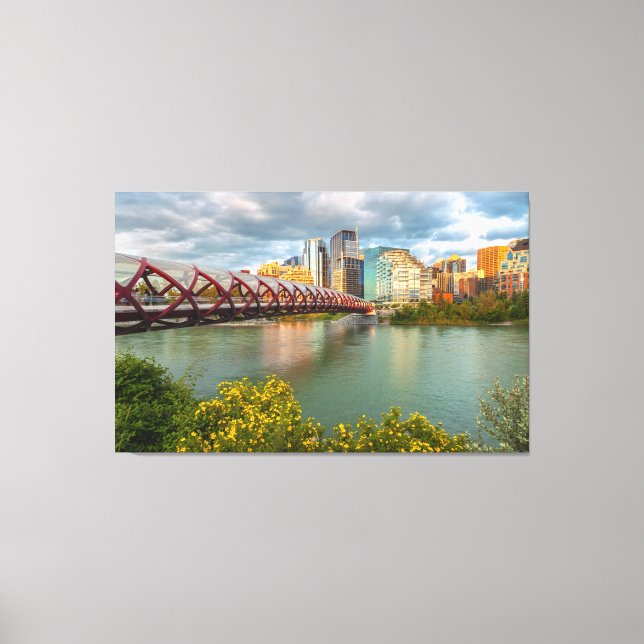 Calgary Peace Bridge and Cityscape  Canvas Print (Front)