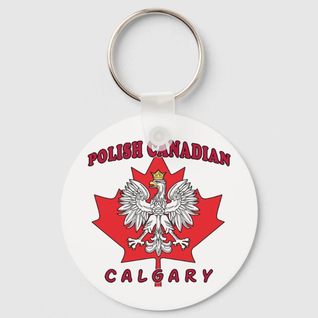 Calgary Polish Canadian Leaf Keychain (Front)
