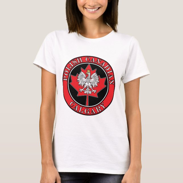 Calgary Round Polish Canadian Leaf T-Shirt (Front)