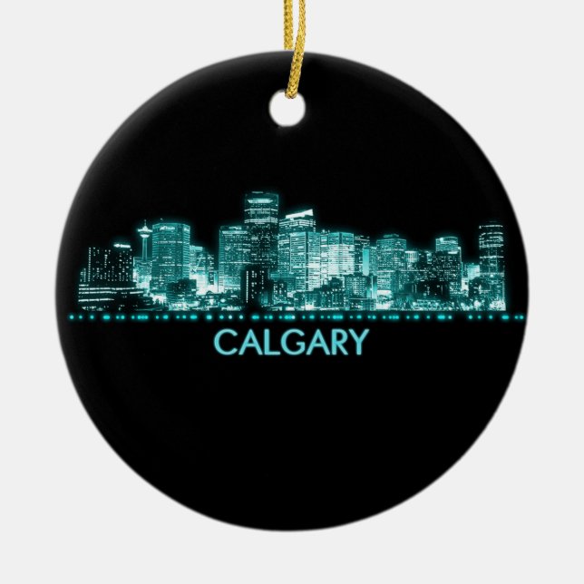 Calgary Skyline Ceramic Ornament (Front)