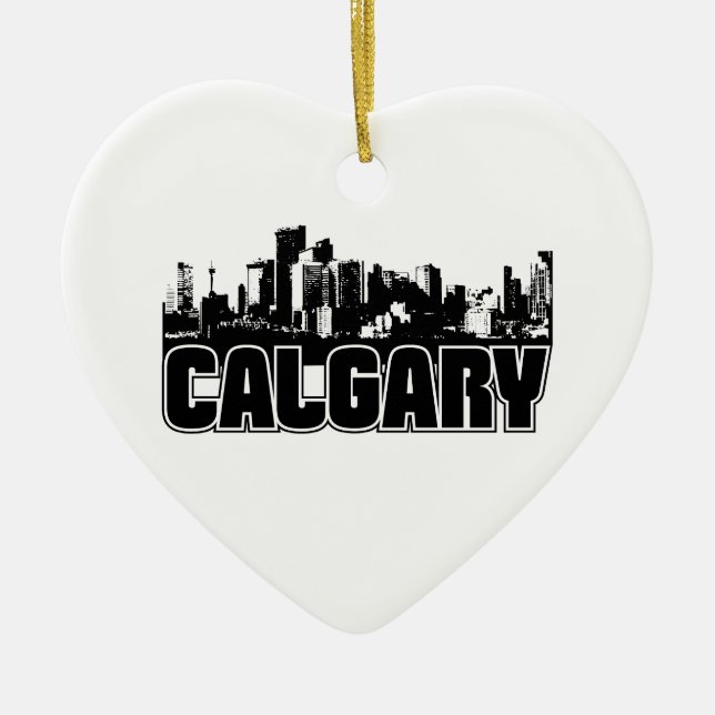 Calgary Skyline Ceramic Ornament (Front)