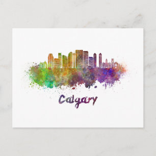 Calgary V2 skyline in watercolor Postcard