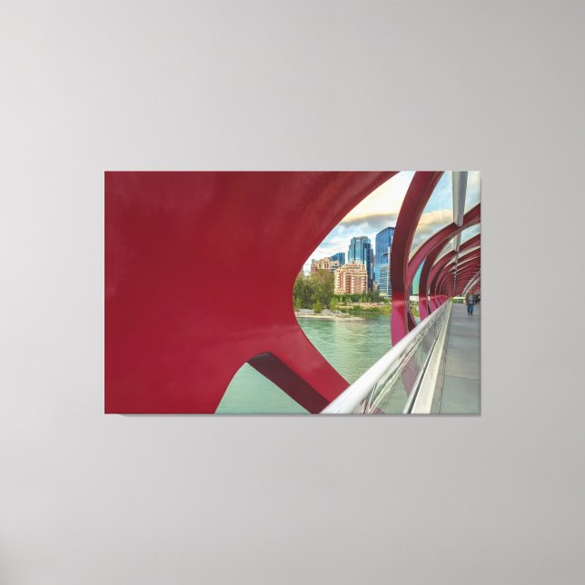 Calgary's Peace Bridge and Cityscape Canvas Print (Front)