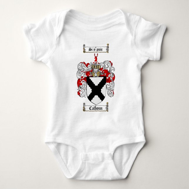 CALHOUN FAMILY CREST -  CALHOUN COAT OF ARMS BABY BODYSUIT (Front)