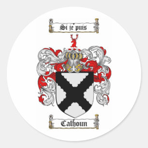 CALHOUN FAMILY CREST - CALHOUN COAT OF ARMS CLASSIC ROUND STICKER