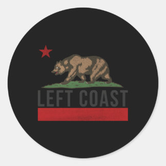 Cali Bear Flag Left Coast Classic Round Sticker