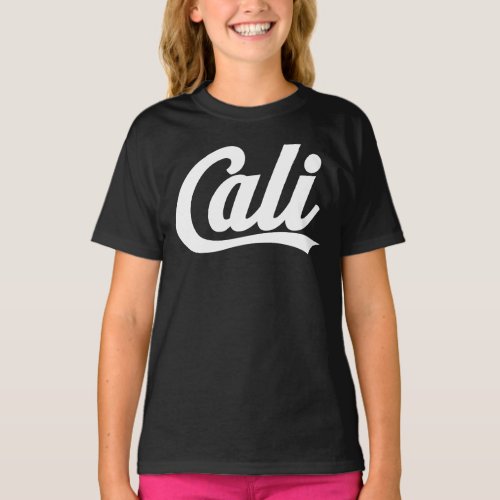 Cali Bold Script Logo White for California Fans T_Shirt