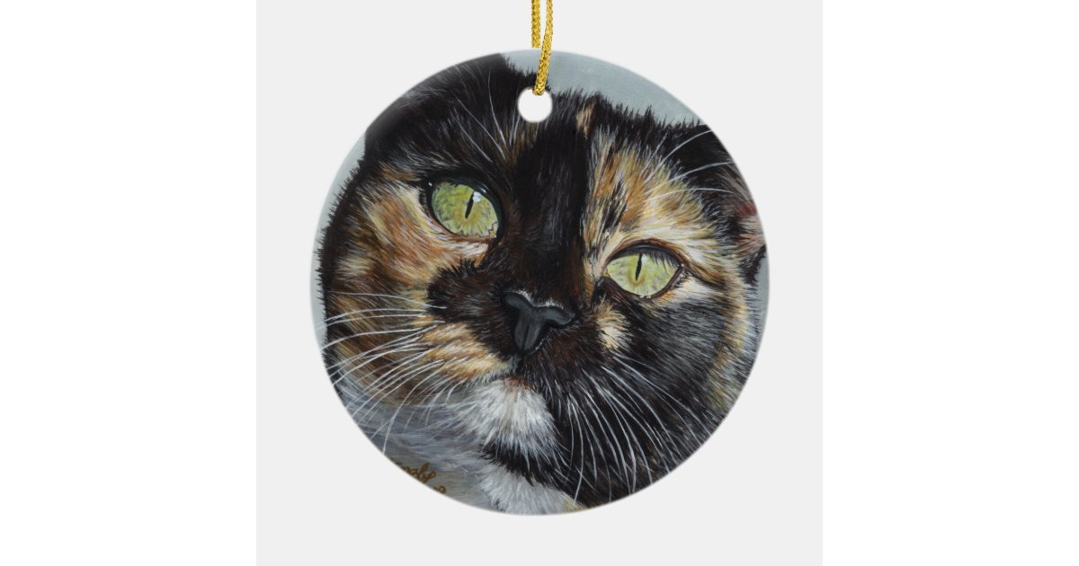 Cali Calico Tortoiseshell Cat Painting Art Ceramic