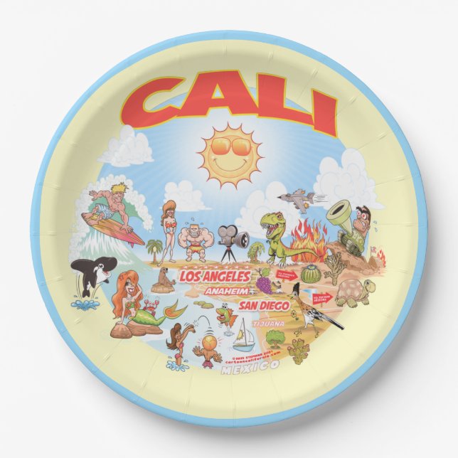 CALI California Beach Paper Plates (Front)
