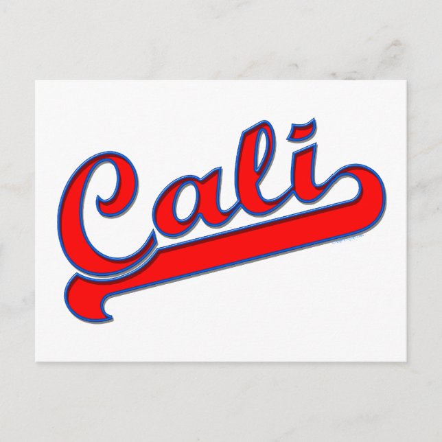 Cali California Logo Red Blue Postcard (Front)