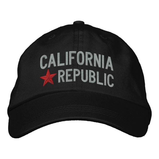 Cali California Republic STAR Embroidery Embroidered Baseball Cap (Front)
