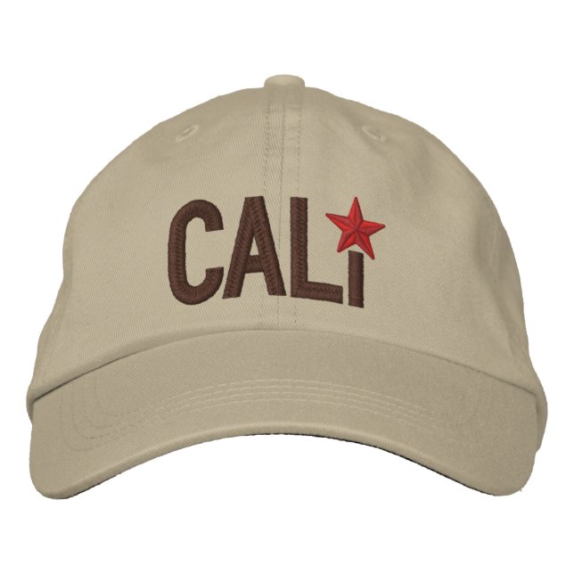 Cali California Republic STAR Embroidery Embroidered Baseball Hat (Front)