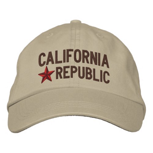 Cali California Republic STAR Embroidery Embroidered Baseball Hat