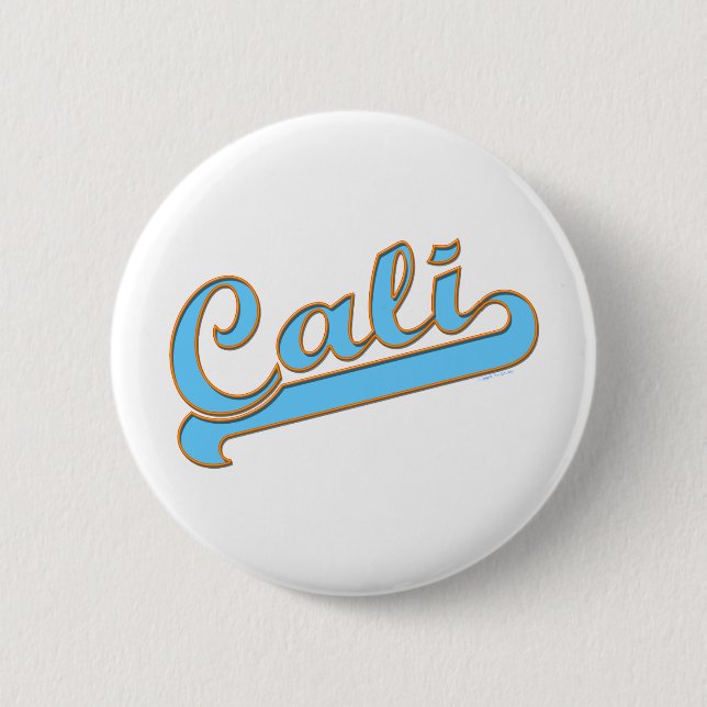 Cali California Surfer Logo in Blue Pinback Button (Front)
