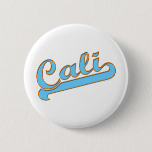 Cali California Surfer Logo in Blue Pinback Button