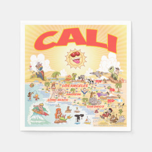 Cali Cartoon California Paper Napkin