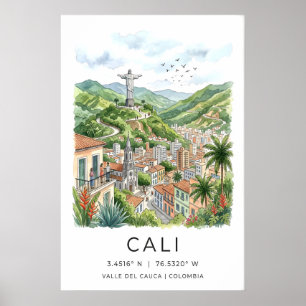 Cali Colombia Poster - Salsa Capital Cityscape