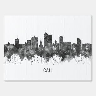 Cali Colombia Skyline BW Sign