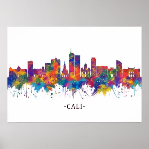 Cali Colombia Skyline Poster