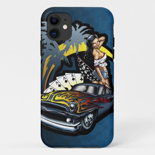 Cali Dreamin Hot Rod Pin Up Girl iPhone 11 Case