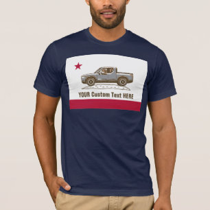 Cali Flag Bear in Truck (change color/text) GREY T-Shirt