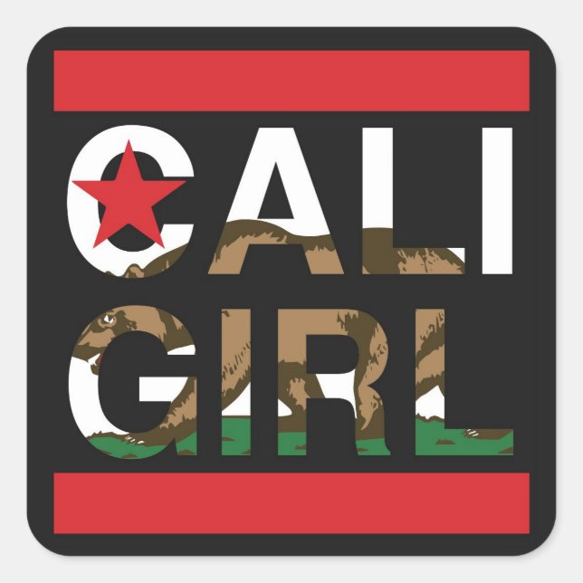 Cali Girl Rep Red Square Sticker (Front)