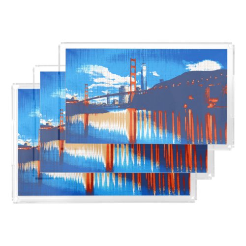 Cali Golden Gate Bridge San Francisco Bay HSS set Acrylic Tray