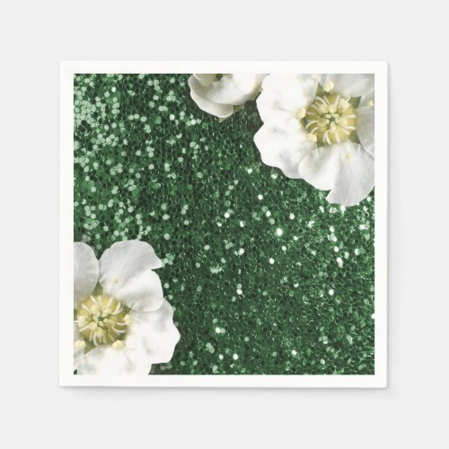 Cali Green Greenery Jasmin Glitter Sequin Sparkl Napkins