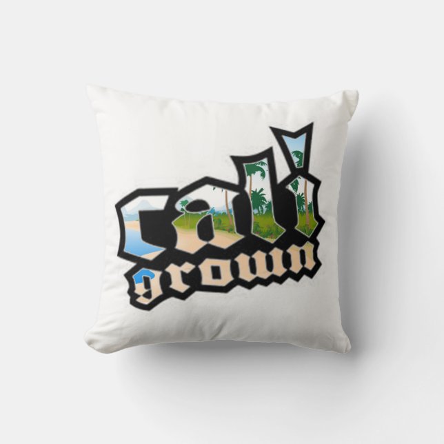 Cali Grown White and Black Pillow (Front)
