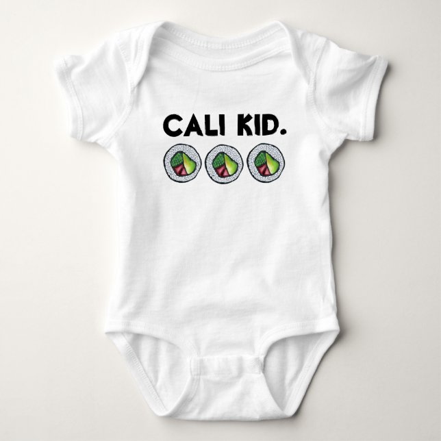 Cali Kid Japanese Food California Sushi Roll Baby Bodysuit (Front)