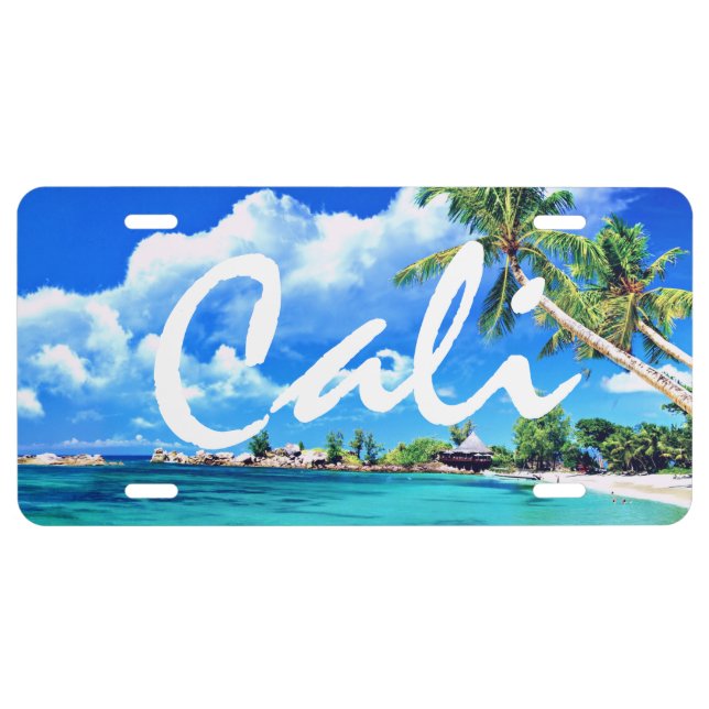 Cali Palm Trees Aluminum License Plate (Front)