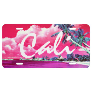 Cali Palm Trees Aluminum License Plate