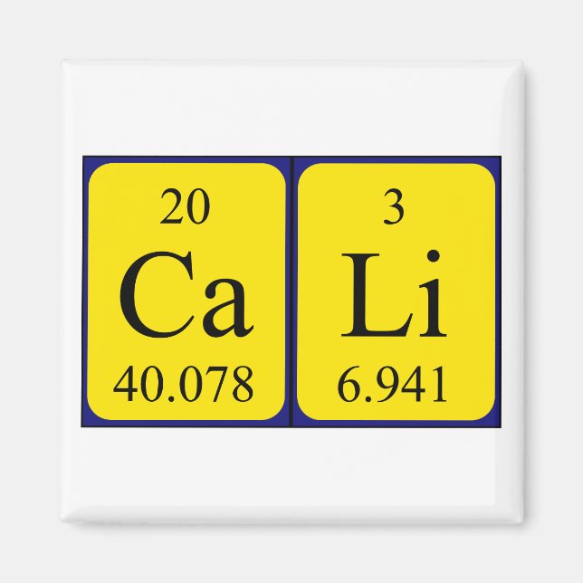 Cali periodic table name magnet (Front)