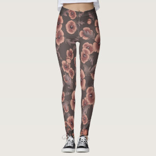Cali Poppies Oversize Print in Gray & Salmon Leggings